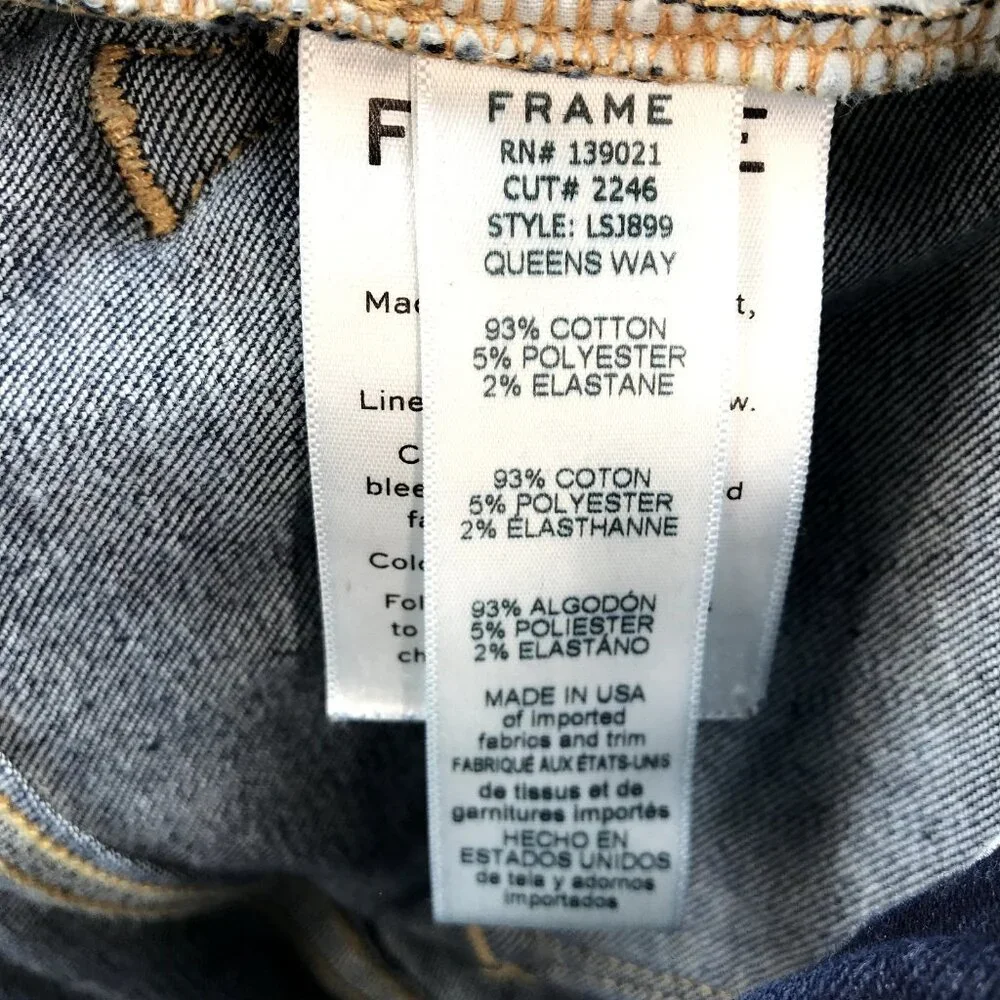 FRAME Womens Size 26 Le Skinny De Jeanne Queens Way Dark Wash Stretch Denim Jean